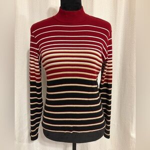 Casual Corner multicolor striped 100% cotton turtle neck shirt size petite small